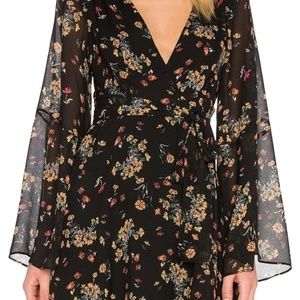 Free People Lilou Chiffon Dress -Black/Multi- NWOT
